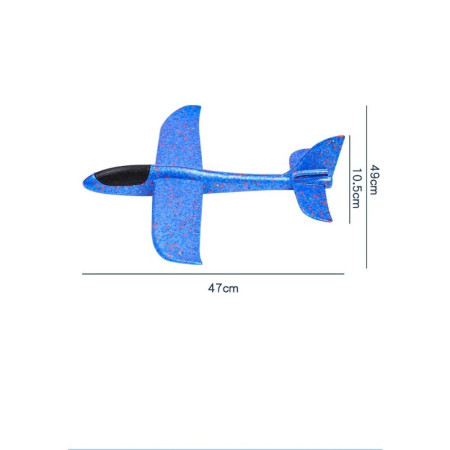 Avion planor din polistiren in punga , lungime 47 cm , Albastru , Cyrax