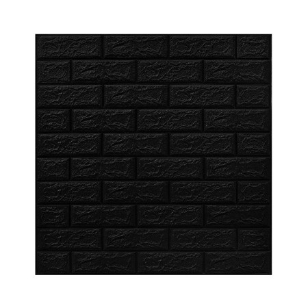 Set 10 Placi Tapet 3D,  70 x 77 cm, Grosime 3 mm, din Polietilena, Model Caramida, Suprafata acoperita 5.3 mp, Negru