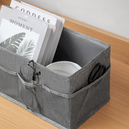 Cutie Depozitare cu Cadru Metalic,  pentru Bucatarie, snacksuri, pliabila din poliester Oxford, 30 x 15 x 15 cm Gri