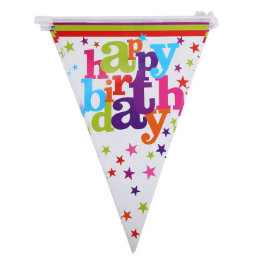 Set 10 Stegulete Tip Banner, Cyrax, Colectia Happy Birthday, 270 cm Lungime, din Hartie Cretata, Multicolor