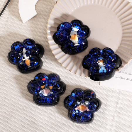 Jucarie Antistres Squishy, Cyrax, cu Revenire Lenta, Squeeze Pinch Family, Model Cat Paw, 6.5 x 6 cm, din Tpr, 4-6 Ani, Model 3 Vietati Marine, Negru cu Insertii