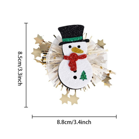 Agrafa de Par, Cyrax, Tema Craciun, Model Om de Zapada, din Panza, 8.5 x 8.8 cm, Multicolor