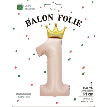 Balon din Folie Metalizata, Cyrax, Figurina Cifra, Model 1, Tema Aniversare 100 cm, Ambalaj Individual, Pai Inclus, Umflare cu Aer sau Heliu, Crem