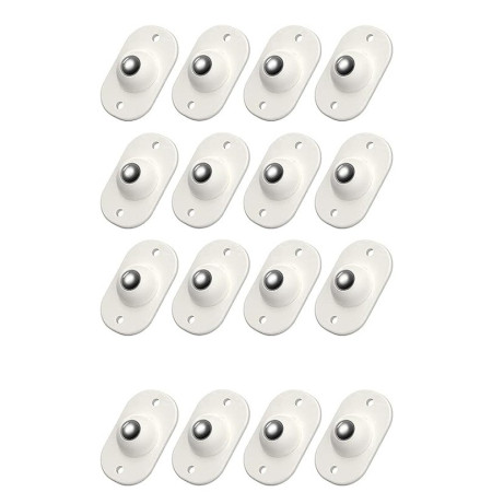 Set 16 Roti Autoadezive Universale,  pentru Mutat Mobila, Rotire 360 de Grade, Usor de Montat, ABS, 4.5x2.8x1.4 cm, Alb
