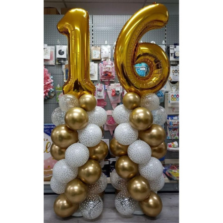 Balon din Folie Metalizata Cyrax, Figurina Cifra, Tema Aniversare 100 cm, Ambalaj Individual, Pai inclus, Umflare cu Aer sau Heliu, Auriu, Cifra 1