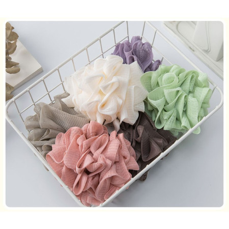 Prosop de Baie,  2in1, cu Burete din Plasa, 17 x 17 cm, Mov