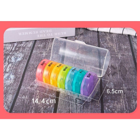 Cutie Depozitare Medicamente,  7 Zile, 14 Compartimente, Cutie Suport, Recipiente Detasabile, Portabila, Multicolor, 17.5x11x9.5 cm