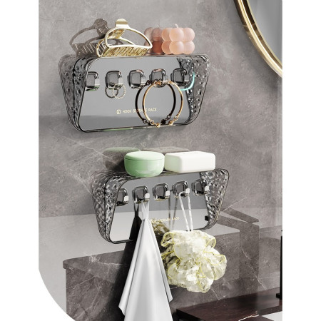 Raft de Depozitare cu Carlig,  Pentru Chei, Bijuterii, 20.3 x 4.6 x 10.3 cm, Gri