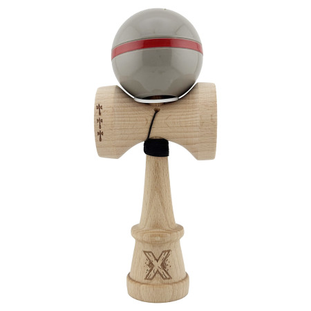 Kendama X Originala Silken, Profesionala, Cyrax, Cupe Mari KING SIZE V3, Super Sticky, Gaura in Baza, Rulment Metalic, din lemn 18 cm, Ata 55 cm, Ice Gri