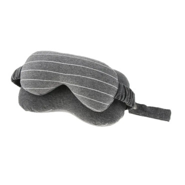 Masca de dormit, Cyrax, 2 in 1, cu Tetiera, din Particule de Spuma si Bumbac, Gri Inchis