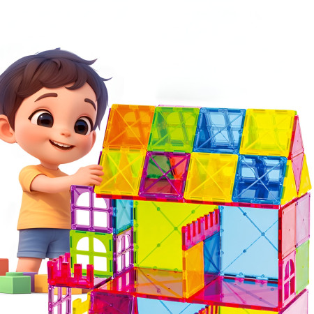 100-piece magnetic building block set, Cyrax, magnetic bricks, large, geometric shapes, 3 years old, ABS, magnets, 27.5*21.5*17 cm, multi-color