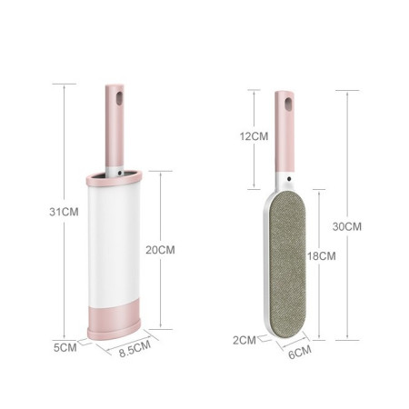 Perie Electrostatica,  Pentru Curatarea Parului/Scamelor de pe Haine si Tapiterii, 2 Fete, Autocuratare, 31 x 8.5 cm, Roz