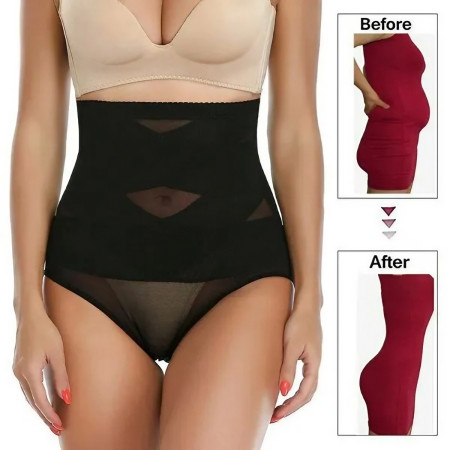 Lenjerie Modelatoare pentru Abdomen, Cyrax, cu Talie Inalta si Corset, Negru, Push-Up, Marimea M