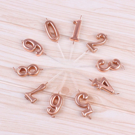 Lumanare de Tort, Cyrax, Model Cifra 6, Party, 4.5 x 2.5 cm, din Parafina, Rose Gold