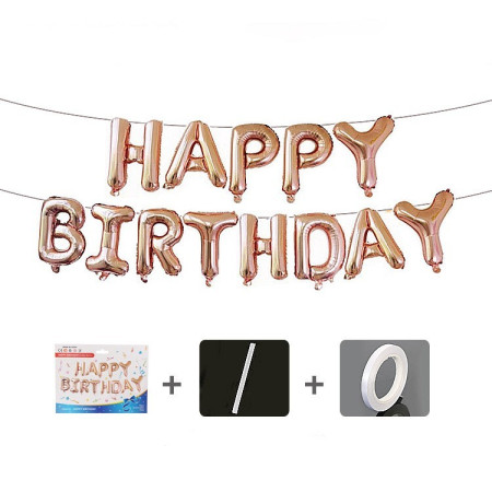 Set baloane folie Cyrax, Happy Birthday, 40 cm, rose gold