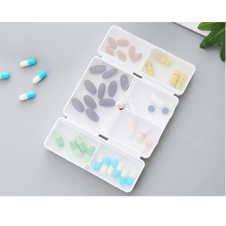 Cutie depozitare medicamente, 7 compartimente sigilate individual, pliabila, portabila,  Alb/Verde