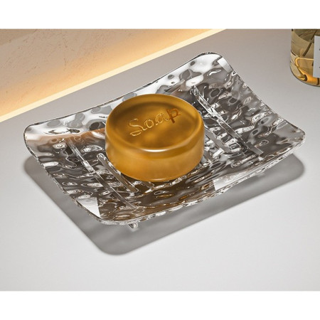 Savoniera din Plastic  15 x 9 cm, cu Scurgere Apa, Design Modern, Gri