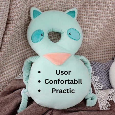 Perna tip Rucsac pentru Protectia Capului,  Tetiera tip Raton, pentru Bebelusi, 33x6x19 cm, 180 g, Turcoaz