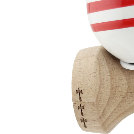 Kendama X Originala CHICANOS, Profesionala, Cyrax, Cupe Mari KING SIZE V3, Super Sticky, Gaura in Baza, Rulment Metalic, din lemn 18 cm, Ata 55 cm, Negru/Alb