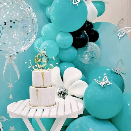 Set 12 Baloane, Cyrax, din Latex Standard, 25 cm, Turcoaz