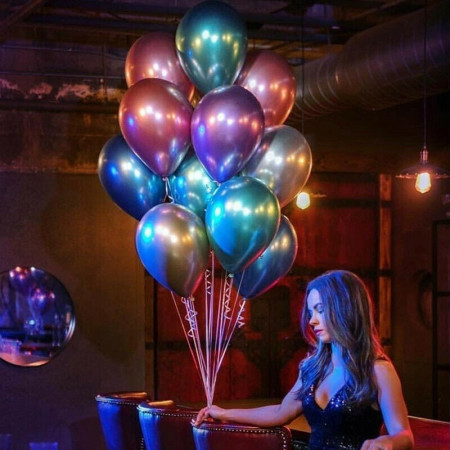 Set 50 Baloane din Latex Chrome, Cyrax, Model Party, 23 cm, Multicolor, 2.2 g