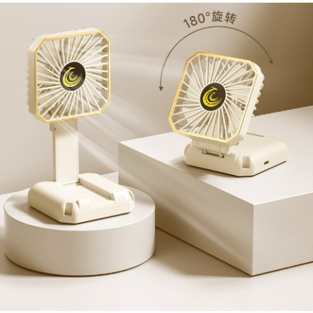 Ventilator Portabil,  de Gat, de Birou, Suport Telefon, 14 x 7 cm, Incarcare USB, din ABS, 3 Viteze, Alb