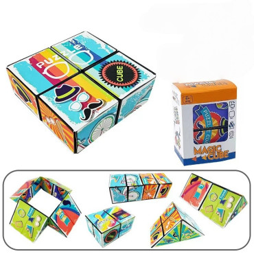 Jucarie Interactiva, Cyrax, Magic Cube, Puzzle, Diferite Forme, Anti-stress, 8 x 8 x 3  cm, Multicolor