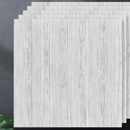 Set 10 Placi Tapet 3D,  70 x 70 cm, Grosime 3 mm, din Rasina, Tip Placi de Lemn, Suprafata Acoperita 4.9 mp, Gri Deschis