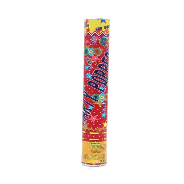 Tub de Confetii, Cyrax, Party Popper, 60x5 cm, Confetii Inimioare si Stelute din Aluminiu, Multicolor