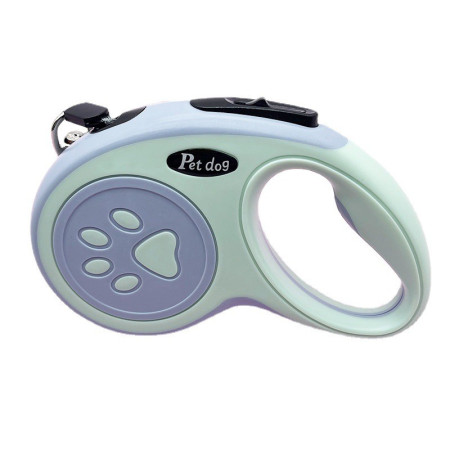Lesa Automata Retractabila,  pentru Caini, 5 m, 20 kg, ABS, Verde/Bleu, 8x12x4 cm
