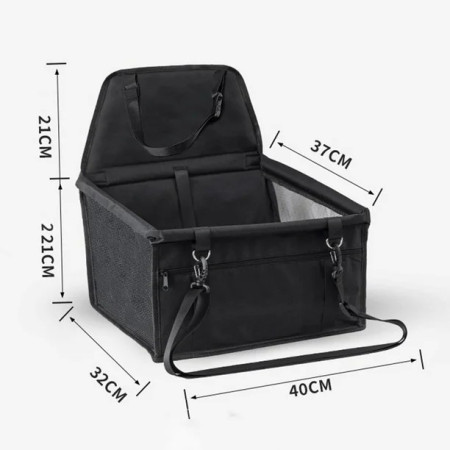 Scaun Auto pentru Animalele de Companie,  Cos Auto pentru Animale, cu Prindere de Scaun si Centura de Siguranta, 41 x 34 x 28 cm, Negru