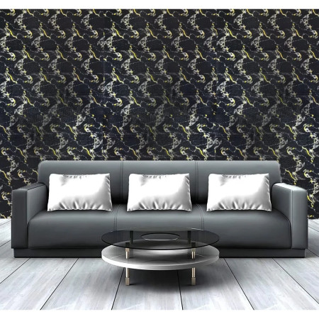 Set 10 Placi Tapet 3D,  70 x 70 cm, Grosime 3 mm, din Rasina, Tip Placi de Lemn, Suprafata Acoperita 4.9 mp, Negru