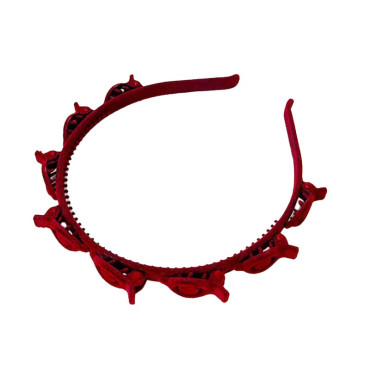 Bentita de Par pentru Femei, Cyrax, Agrafa Stil Coreean, Accesoriu pentru Par cu Textura MultiStrat, 13 x 11.5 cm, Rosu