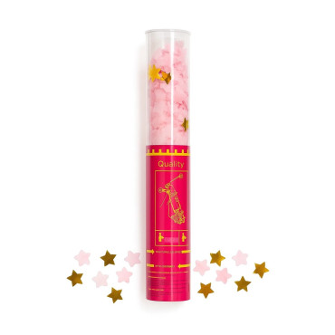 Tun de Confetti, Cyrax, 40 cm, Model Stelute din Folie si Hartie, Ambalaj PET, Roz