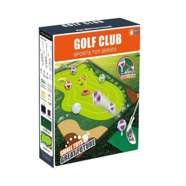 Set de Golf, Cyrax, Interactiune Parinte-Copil, Covor de Golf, 140 x 98 cm, 4 Mingii cu Scai, 3 Crose Reglabile, Model C, +3 Ani, Multicolor