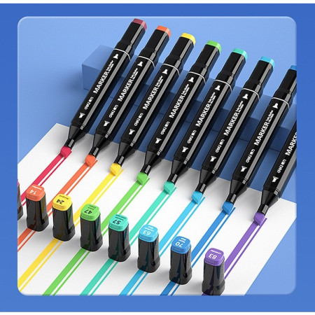 Set 40 Markere, Cyrax, pe Baza de Ulei, Dublu Capat, Subtire 1mm si Gros 6 mm, Geanta Depozitare, 15 cm, Multicolor