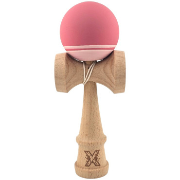 Kendama X Originala, Profesionala, Cyrax, din Lemn, Rubber Grip, 18 cm, Roz/Alb