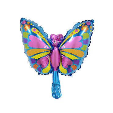 Balon din Folie Metalizata Cyrax, Mini Figurine, Model Fluturaș, 40x34cm, Ambalaj Individual, Pai Inclus, Umflare cu Aer si Heliu, Multicolor