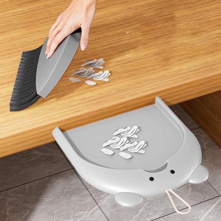 Set Matura si Faras,  Pentru Birou, din PP, Model Ursulet, 23.5 x 18 cm, Gri