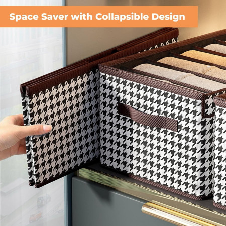 Cutie De Depozitare,  Pentru Haine, Lenjerie, Sosete Si Sutiene, Material Textil, 6 Compartimente, 44x30x20 cm, Culoare Alb-Negru