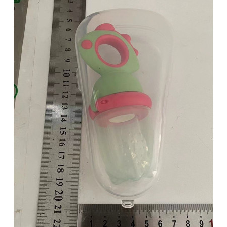 Suzeta pentru Fructe, Cyrax, pentru Bebelusi, din Silicon Alimentar, +4 Luni, 2 mm Grosime Gauri Tetina, 12.4 x 5.1 x 4.7 cm, Verde/Fucsia