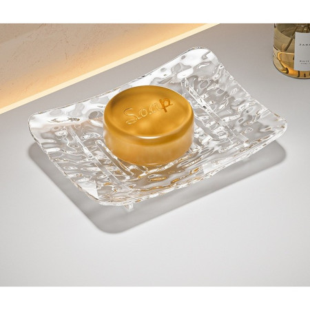 Savoniera din Plastic  11 x 8 cm, cu Scurgere Apa, Design Modern, Transparent