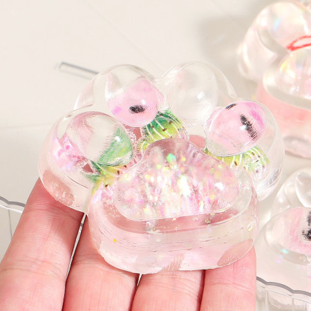 Jucarie Antistres Squishy, Cyrax, Labuta de Pisica Pufoasa, cu Revenire Lenta, 7 x 6.5 cm, Model Ciuperca, Multicolor