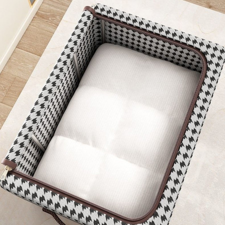 Cutie de Depozitare Pliabila,  Cu fermoar, 66 L, Textile, 50x40x33 cm, Design Zebra