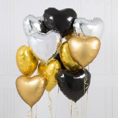 Balon din Folie Metalizata, Cyrax, Figurina Inimioara, Model Simplu, Tematica Iubire, 40 cm, Ambalaj Individual, Pai Inclus, Umflare cu Aer sau Heliu, Argintiu