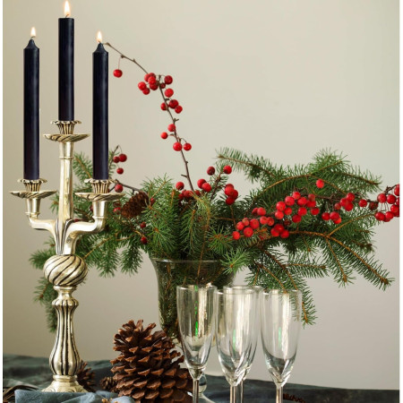 Set 4 Lumanari,  pentru Suport de Masa, Fara Miros si Fum, din Parafina, 2.2 x 25 cm, Negru