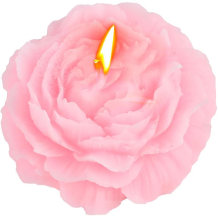 Lumanare Parfumata,  Model Trandafir, Ardere 10h, 70 g, 7.5 x 3.5 cm, Parfum de Piersica, Roz Pal