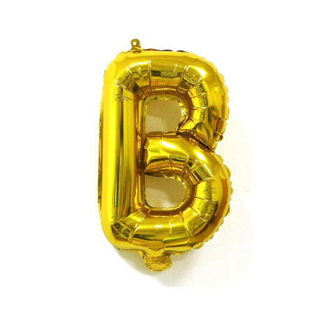Balon Folie Metalizata Litera B, Cyrax, 40 cm, Umflati cu Heliu sau Aer, Ambalaj Individual, Pai inclus, Auriu