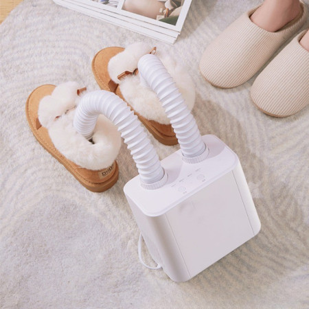 Uscator Electric de Pantofi,  Suflanta cu Aer Cald, Reglabil, Silentios, Tensiune 220V, Doua Capete, 38x18x11cm, Alb