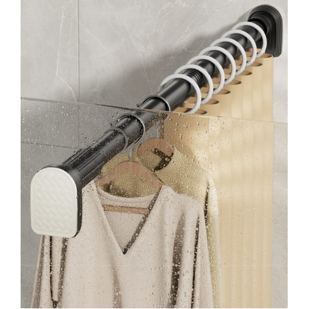 Bara Telescopica Multifunctionala,  din Otel Inoxidabil si ABS, Utilizare Universala, Extensie 220 - 240 cm, Fara Perforare Perete, Negru